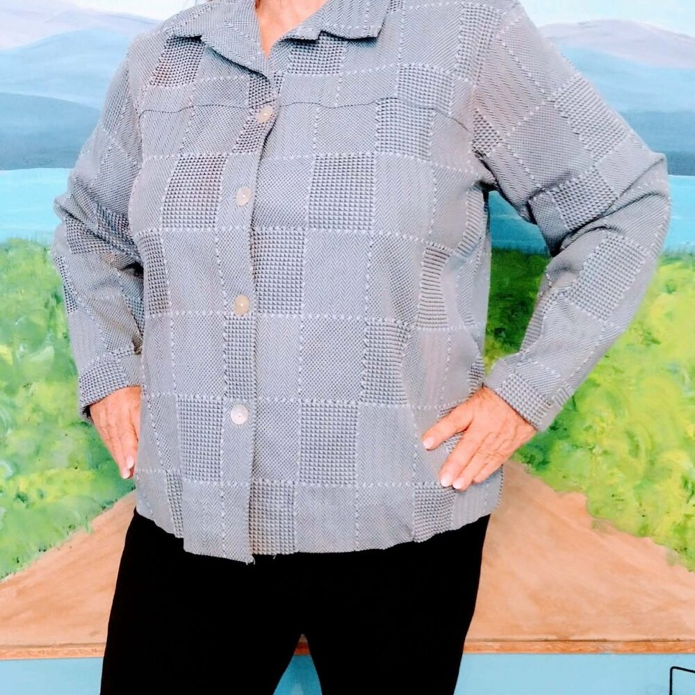 NWT Coldwater Creek Women's Jacket Size 1X Slate Blue Long Sleeve Collared